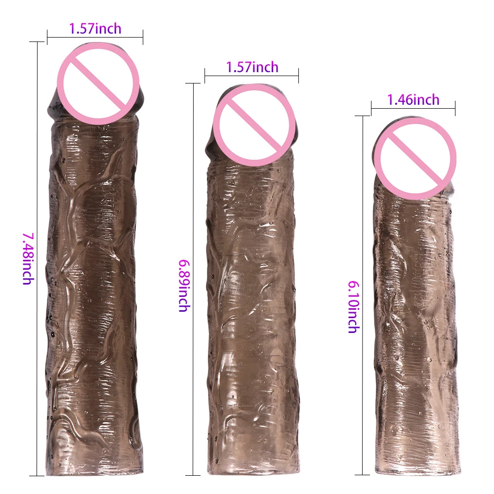 Man Nuo Huge Male Penis Enlargement Sleeve Reusable Condom Extender Dildo Enhancer Cock Delay Ejaculation Adult Sex Toys for Men