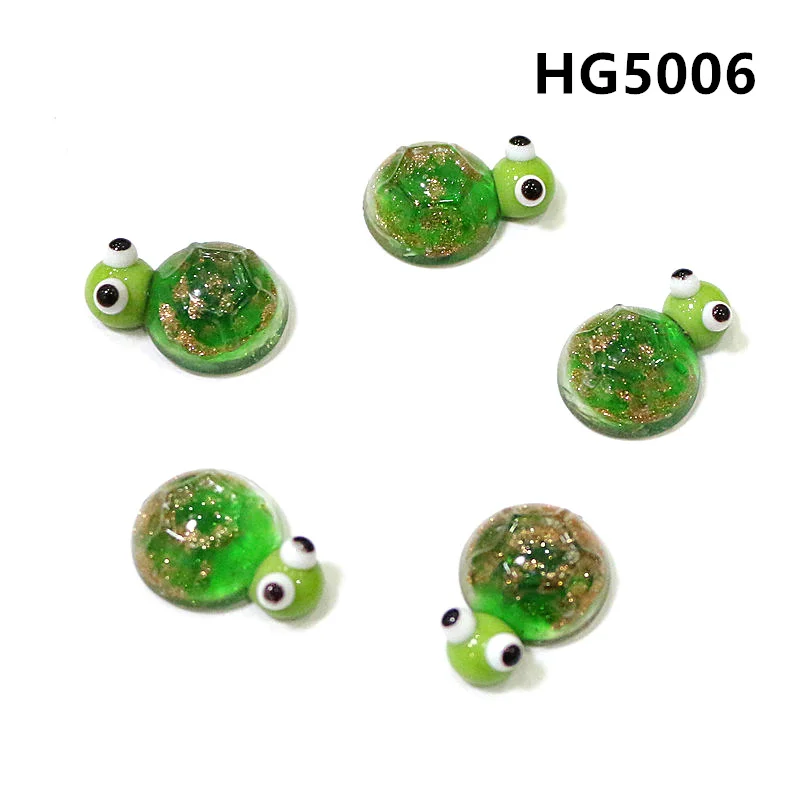 5PCS Green Silver Foil Glass Turtle Mini Figurine Japan Style Cute Cartoon Sea Animal Ornament Aquarium Kawaii Decor Accessories