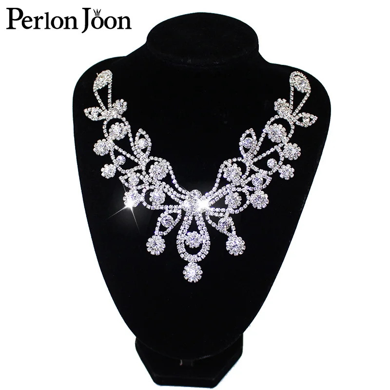 1 Pc Rhinestone Applique Neck For Wedding Dress And Skirt DIY Welding Crystal Patch Flashing Sewing Clothing Accessories YL001