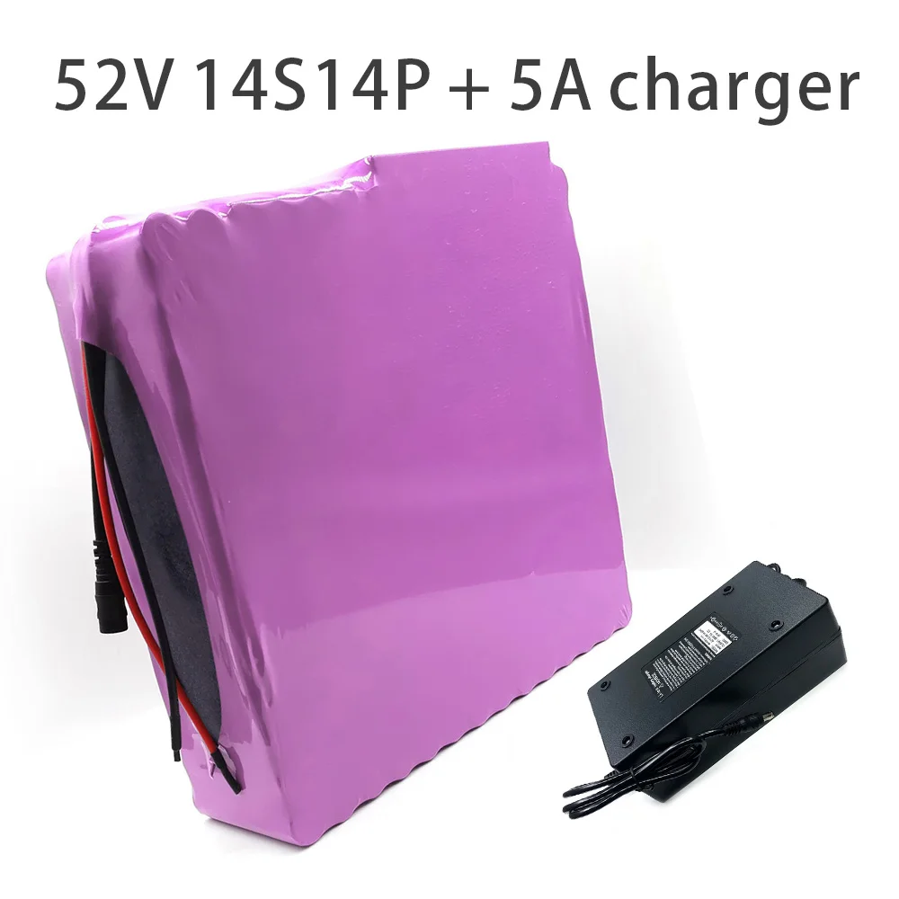 

With 5A charger 49Ah 14S14P 52V 48V battery e-bike ebike electric bicycle Li-ion customizable 275x260x70mm