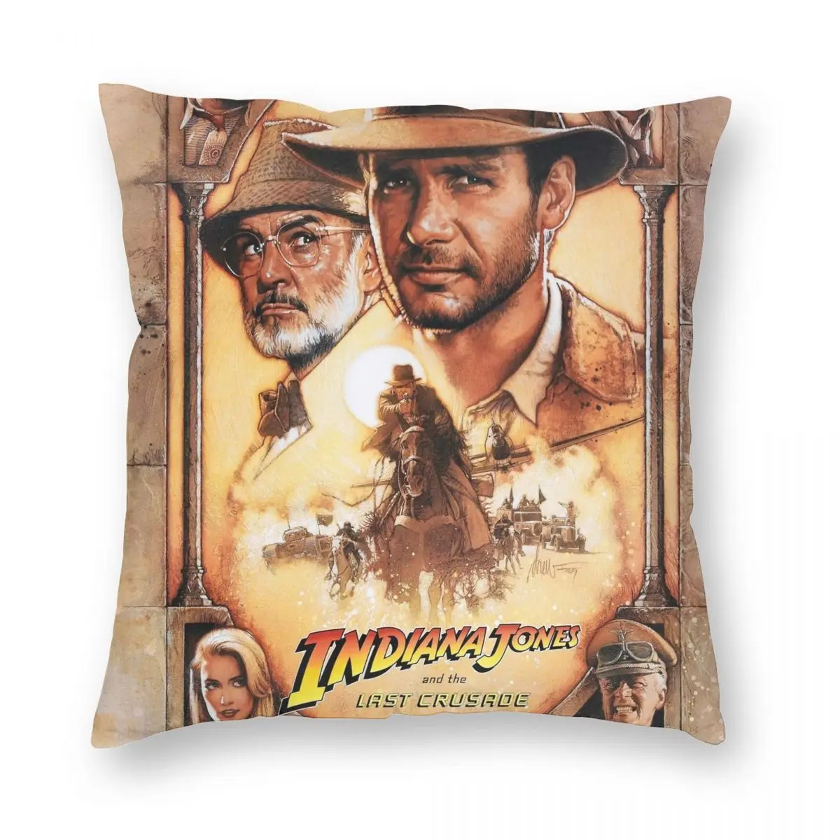 Indiana Jones And The Last Crusade Pillowcase Polyester Linen Velvet Pattern Zip Decor Pillow Case Room Cushion Cover 45x45