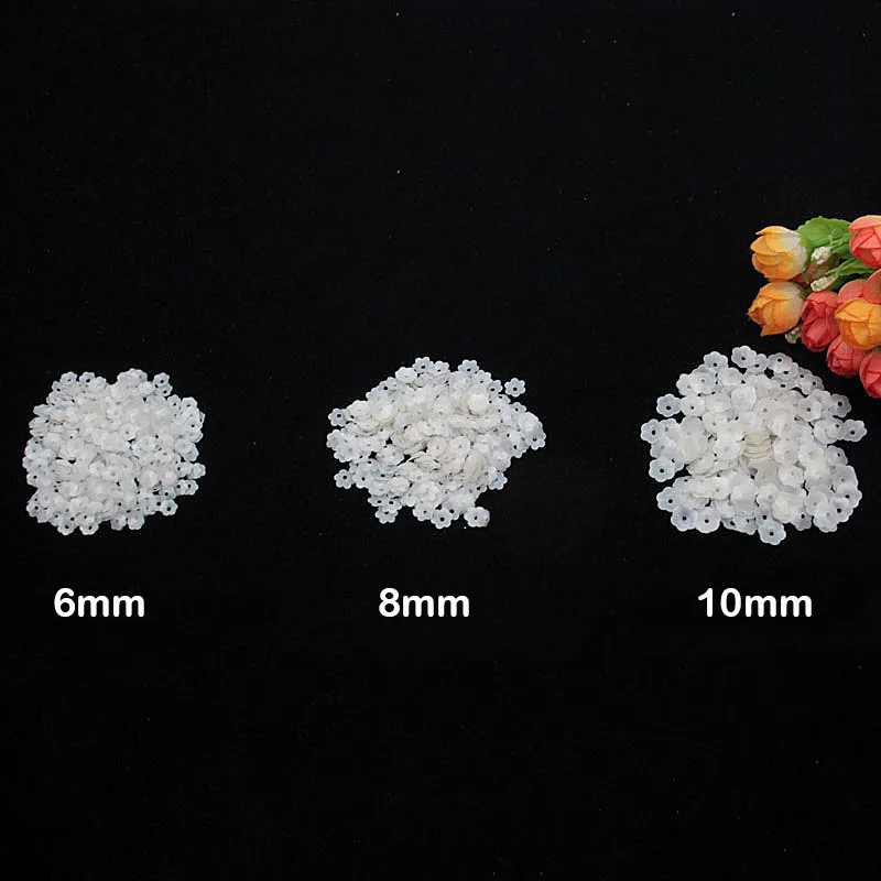 6mm 8mm 10mm Matte White Plum 3D Flower Cup Sequins for Diy Jewerly Crafts Sewing Wedding Craft Women Garments Accessories 10g