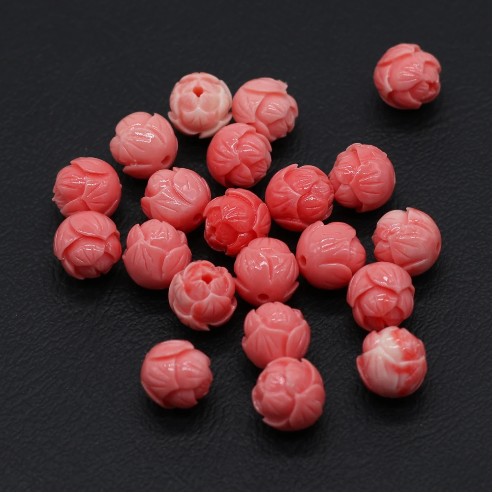 20Pcs Natural Red Coral Beads Bud Through-Hole Isolation Bead For Jewelry Making DIY Necklace Earrings Bracelet Accessory