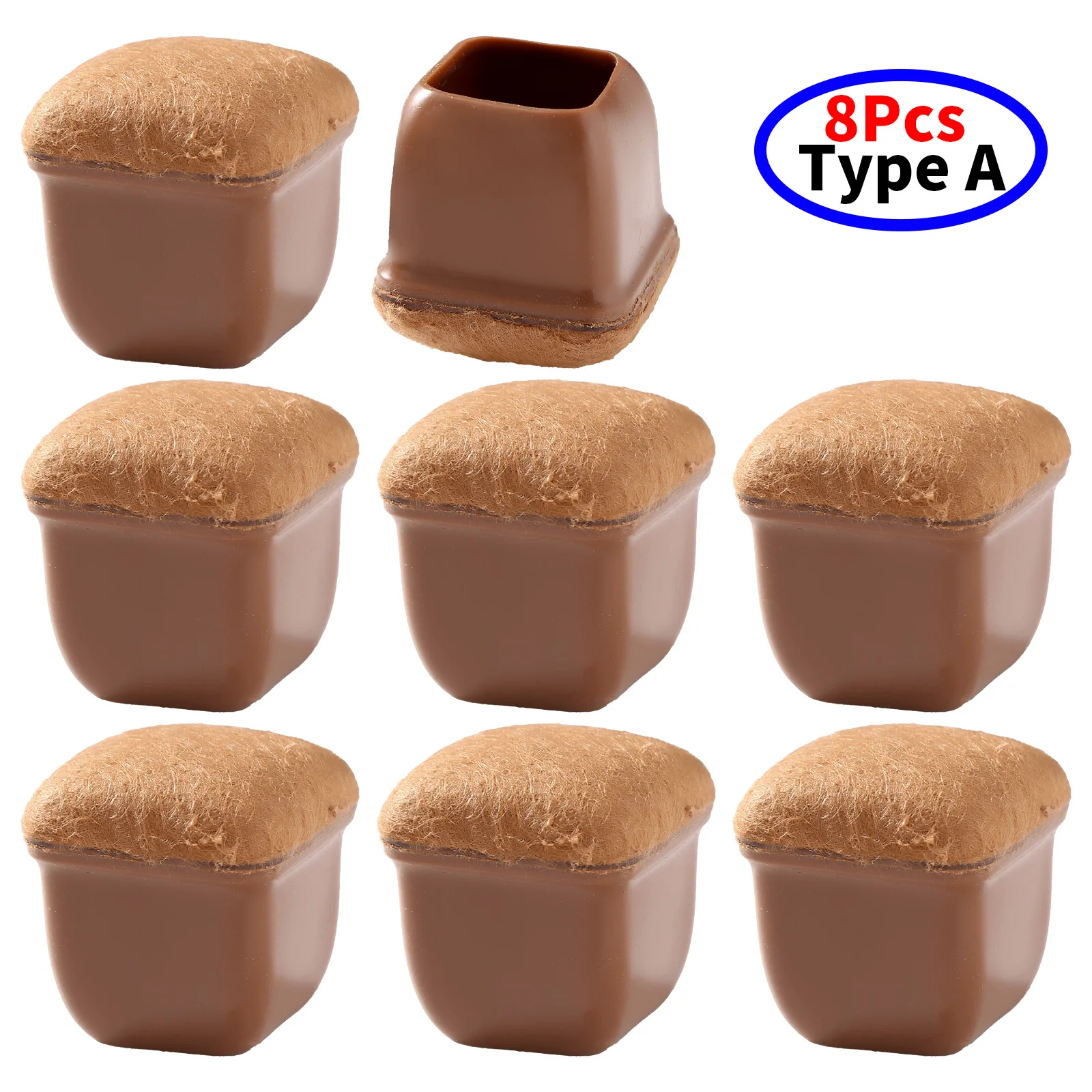 

8Pcs Silicone Felt Bottom Furniture Leg Caps Floor Protectors Noise Reducing Wear Resistance Round or Square Chair Leg Covers