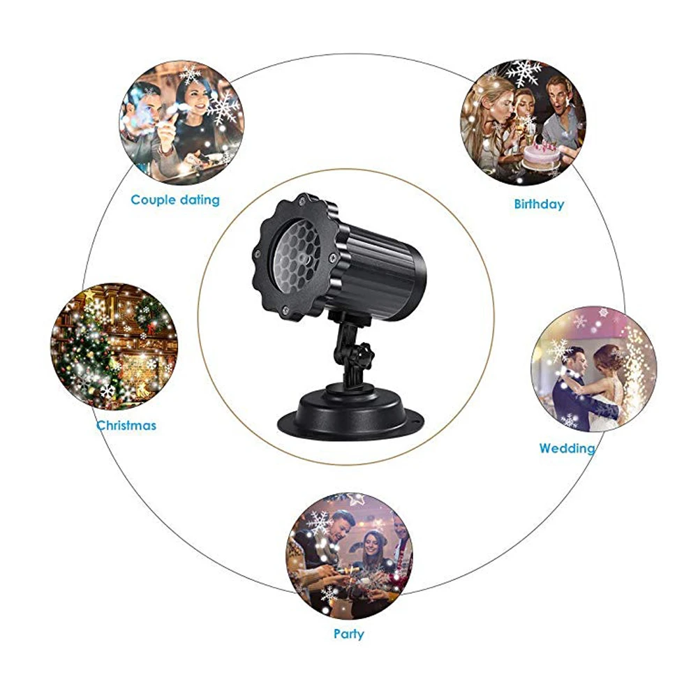 ตกแต่งคริสต์มาสเลเซอร์ปาร์ตี้ไฟโคมไฟสําหรับ Home Blizzard PROJECTION MINI Snow White Blizzard Highlight เลเซอร์โปรเจคเตอร์