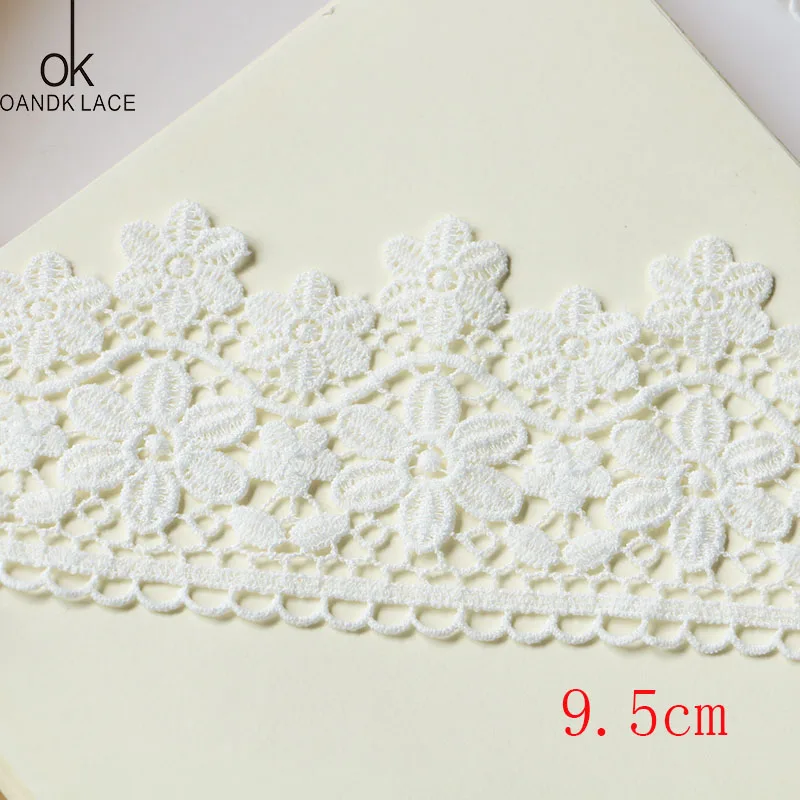 1 yard 9.5 cm garment decorative trim cotton embroidery sewing DIY process white trim pure cotton trim