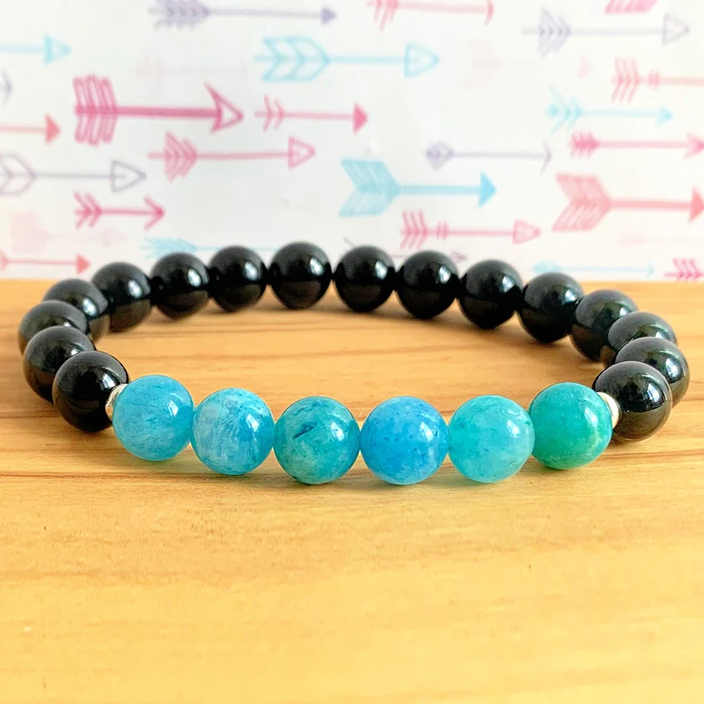 MG1216 Genuine AAA Black Tourmaline Hemimorphite Wrist Mala Bracelet Grounding the Root Chakra Bracelet Energy Power Bracelet