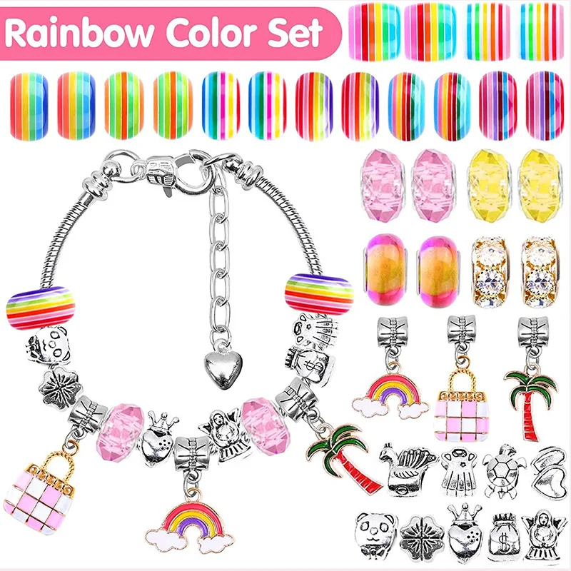 112 PCS Christmas Jewerly Making Kit Charm Bracelet Necklaces Present Pandora Alloy Beads Set DIY Child Bracelet Free Ship