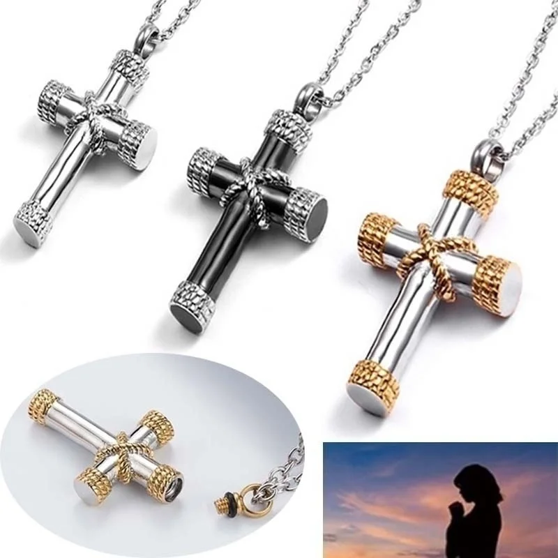 Fashion Personality Punk Multicolor Stick Cross Souvenir Men Couple Pendant Necklace Gift