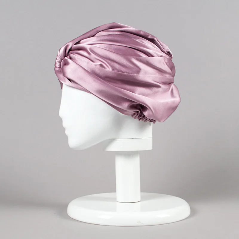 100% Mulberry Silk Sleep Cap for Hair Wrap Double Layers Silk Bonnet for Sleeping Knotted Night Cap for Curly Hair Hat