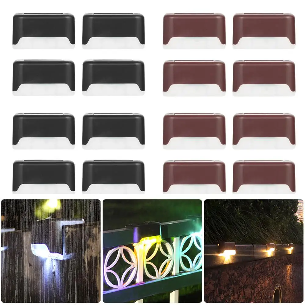 4pcs Solar Deck Lights Solar Step Lights Outdoor Waterproof Led Solar Fence Lamp for Patio Stairs Garden Pathway Step Yard