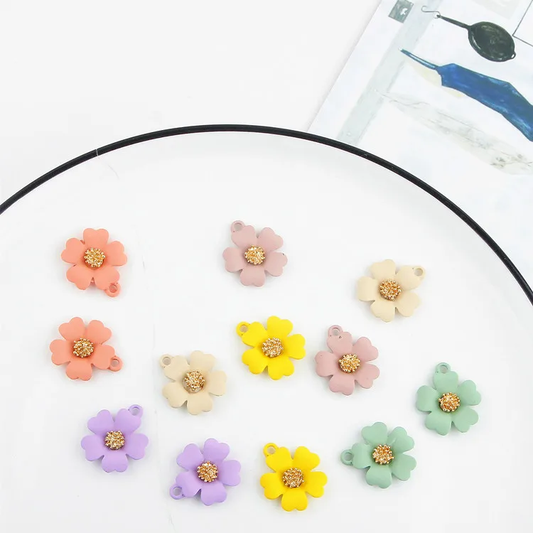 10pcs Chic Flowers Enamel Charms 19*21mm Colorful Spray Paint Zinc Alloy Metal Pendants Charm Fit Diy Jewelry Bracelet Accessory