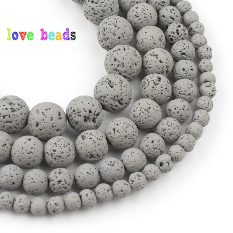 4/6/8/10mm Natural Grey Hematite Lava Stone Round Beads Spacer Loose Matte Beads For Jewelry Making Diy Bracelet Necklace 15\