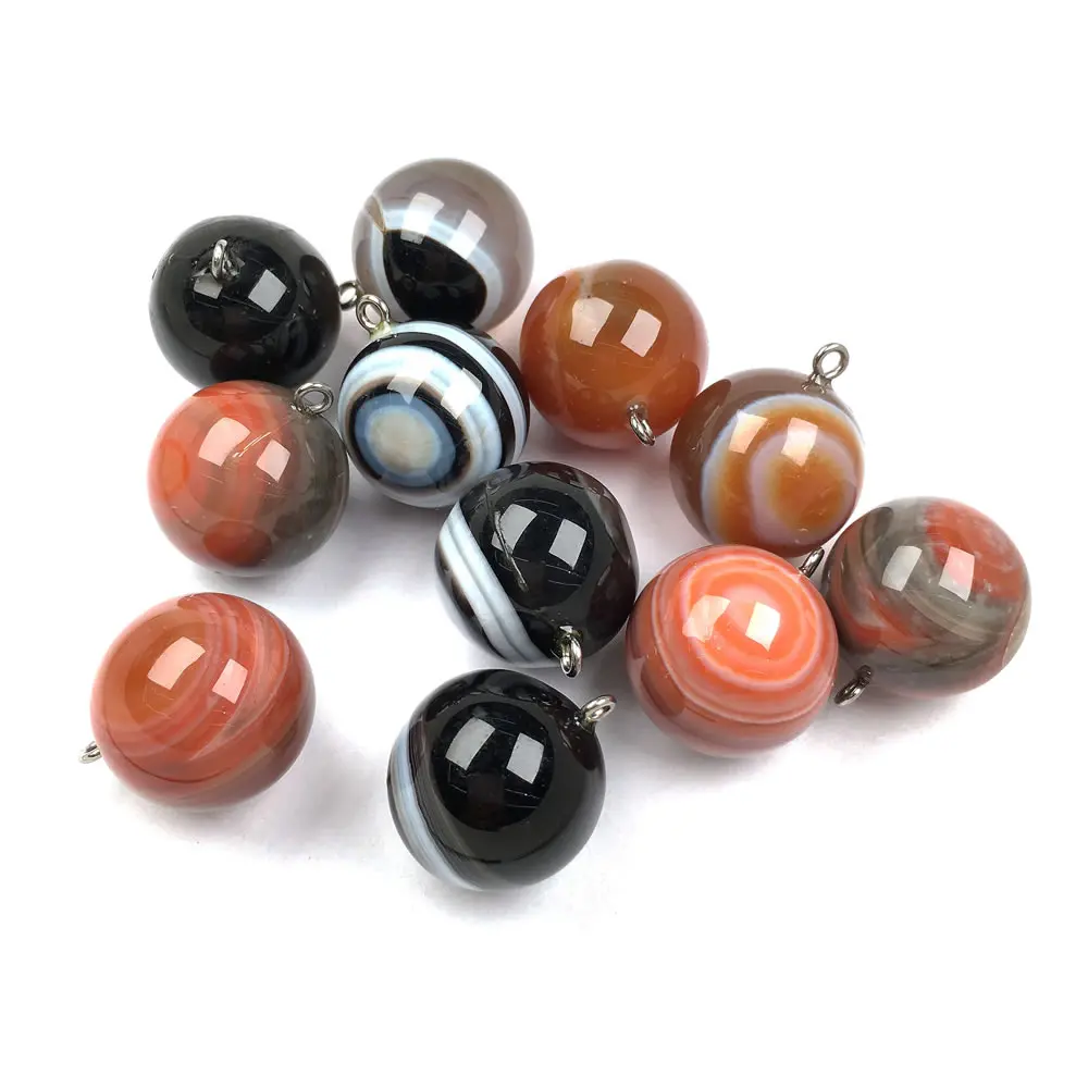 Natural Stone Agates Pendant Round shape Exquisite Pendants charms for Jewelry making DIY Necklaces Accessories size 20x23mm