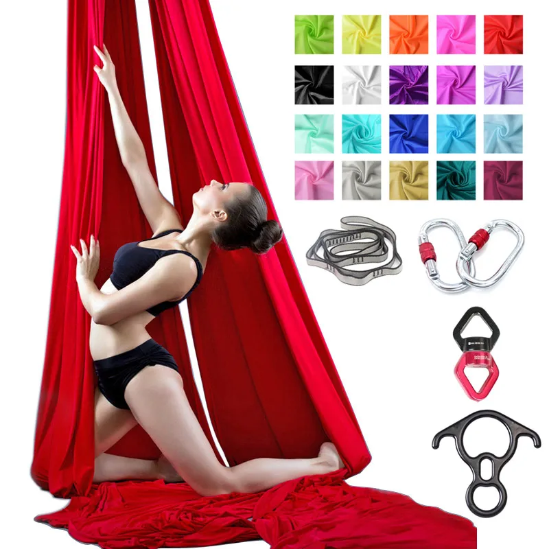 

Yoga indoor Fitness High Strength 12Yards/11m 100% Nylon Low Stretch Aerial Silk Full Set Equipment For Acrobatic Fly Dance