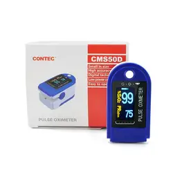 contec CMS50D Blue Color Fingertip Finger Pulse Oximeter Oximetry SPO2 Blood Oxygen Saturation Monitor OLED Beep Alarm function