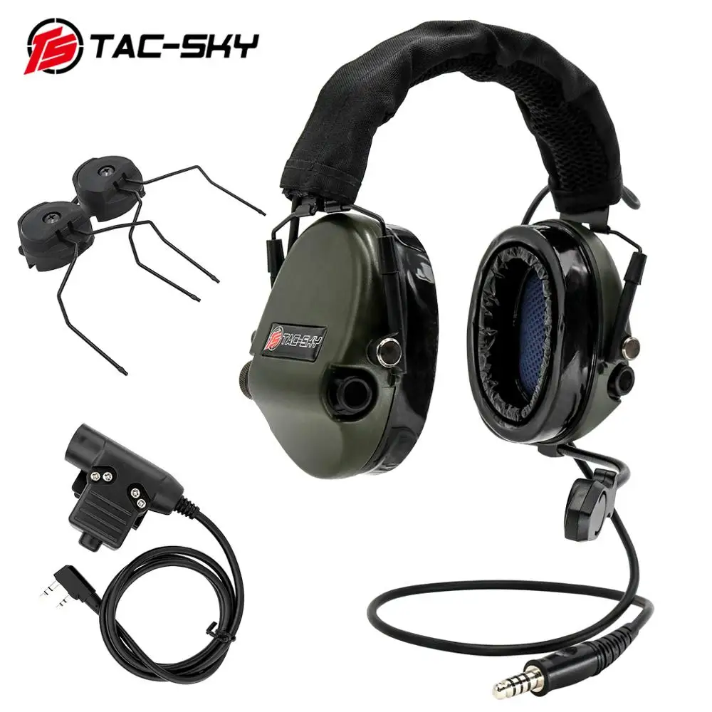 Tactical headset TAC-SKY TEA Hi-Threat Tier 1 silicone earmuffs noise pickup military headset +u94 PTT and ARC helmet bracket