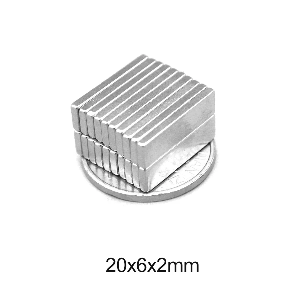 

5~200PCS 20x6x2 Rare Earth Magnet 20mm*6mm Block Neodymium Magnet strong 20x6x2mm N35 20x6x2 Permanent Magnets Sheet