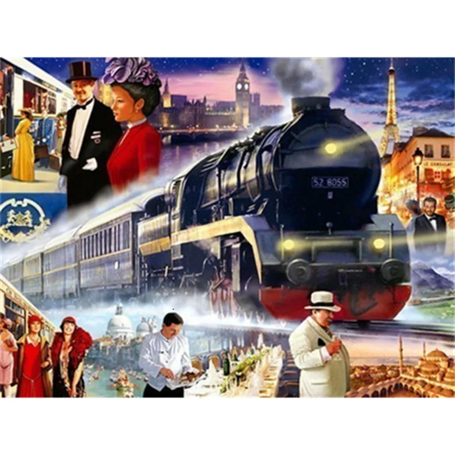 

Diamond Painting Cross Stitch Classical Steam Locomotive Trains Diamond Embroidery Rhinestone Pictures Mosaic Decoration Sticker