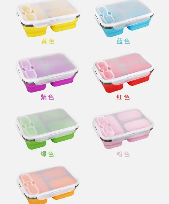 DHL 25set 1100ml Silicone Collapsible Portable Lunch Box Large Capacity Bowl Lunch Bento Box Folding Lunchbox