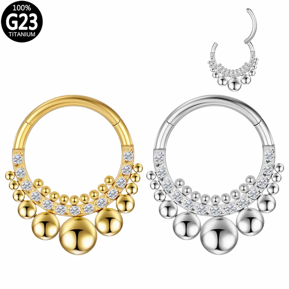 

Сегментные кольца для носа G23 из титана и циркония, кольцо с шариком для перегородки уха, хряща козелка, завитка ушной раковины, кликера, пирсинг, ювелирные изделия