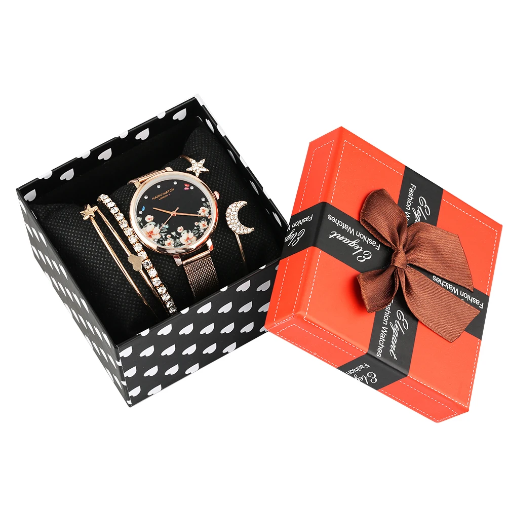 

Watch Bracelet Set for Girls Women's Watch Stainless Steel Strap Quartz Watch Jewelry Cuff Bracelet Set for Girlfriend