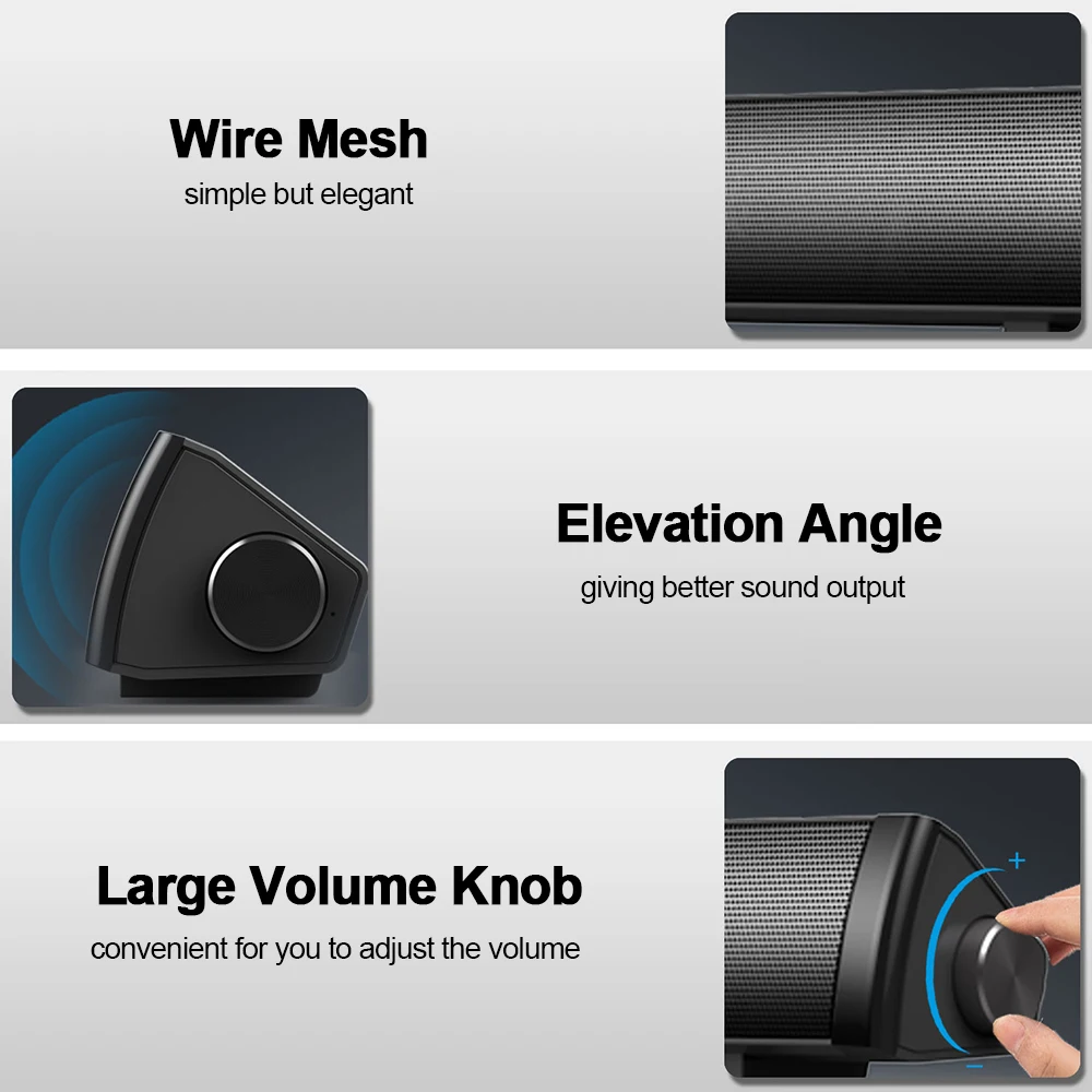 SADA V105 سماعات الكمبيوتر السلكية الكمبيوتر الصوت بار المتكلم بار ستيريو USB بالطاقة البسيطة طويلة مكبرات الصوت للتلفزيون الكمبيوتر سطح المكتب المحمول