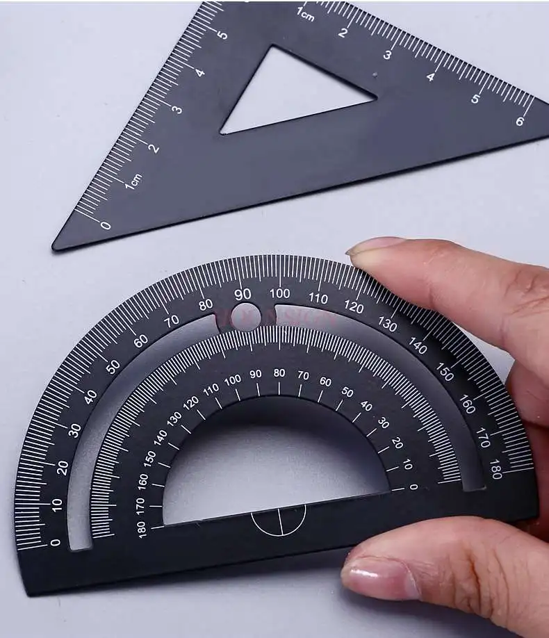 Metal ruler primary school student draws a set of ruler triangle ruler wave protractor with stationery aluminum alloy