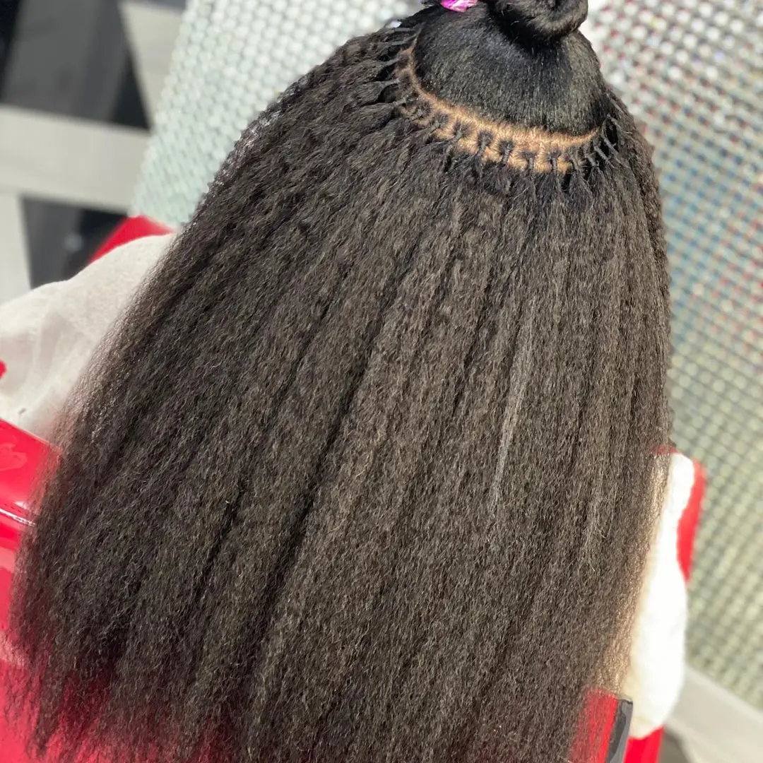 Microlink estensioni dei capelli fasci di capelli umani brasiliani crespi dritti punta estensioni dei capelli umani per donne nere Remy HairCARA