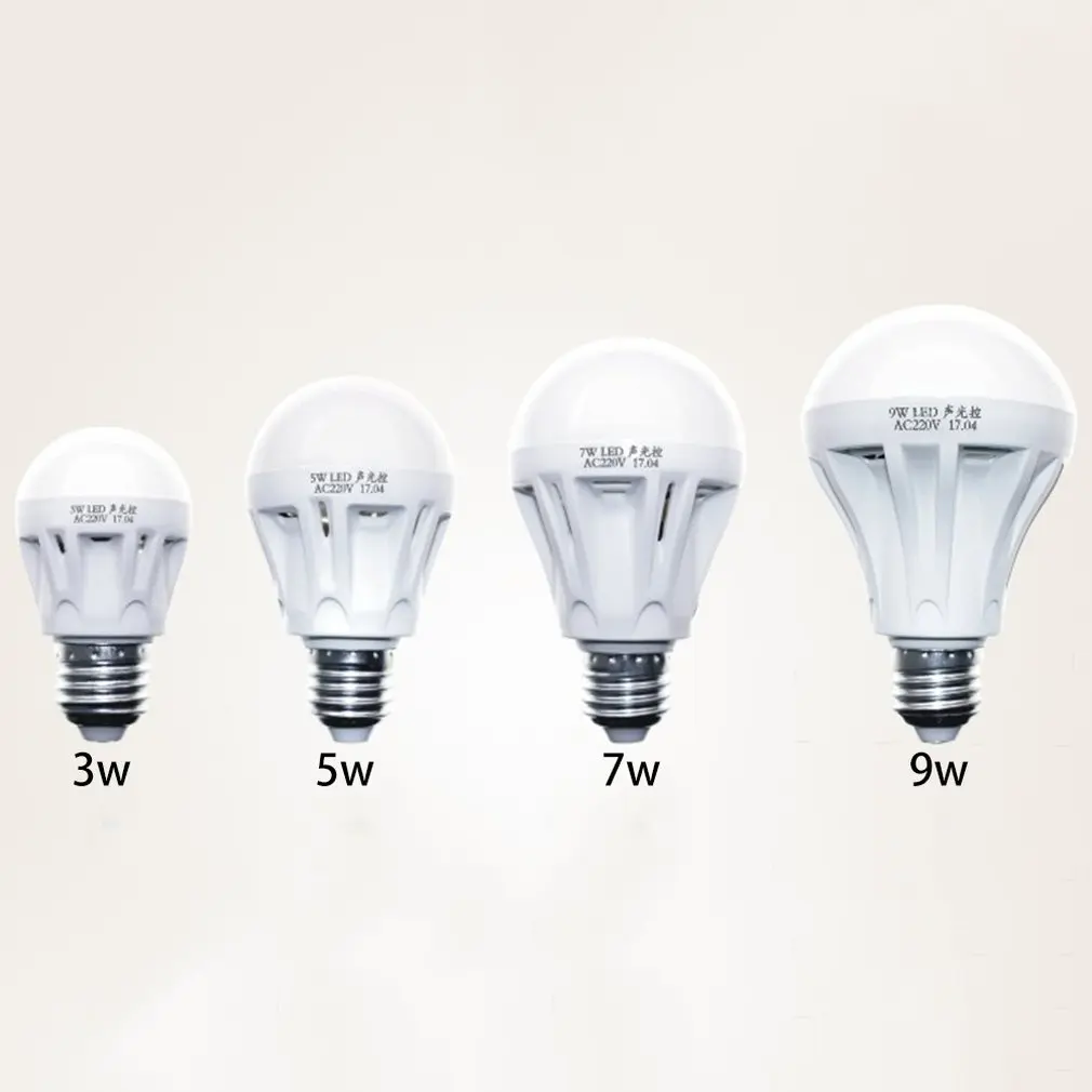 التحكم مصباح لجهاز الاستشعار E27 كاشف حركة Led لمبة مصباح درج الممر الممر الممر الإضاءة الليلية