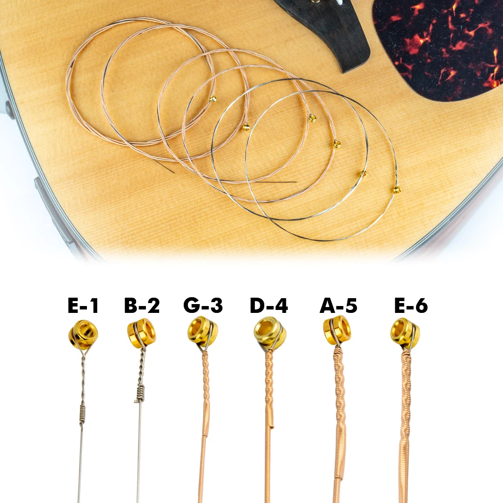 LOMMI 6pcs/1set Acoustic Guitar Strings Tension.010-.050 Phosphor Bronze Rustproof Coating Durable Use Clear Tone Soft Strings