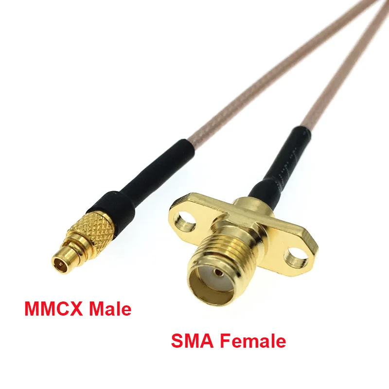 1Pcs MMCX Angle / Striaght Male to SMA / RP-SMA Female with 2 Hole Flange Linear Antenna RG178 Cable 10cm 15cm 20cm 30cm 50cm