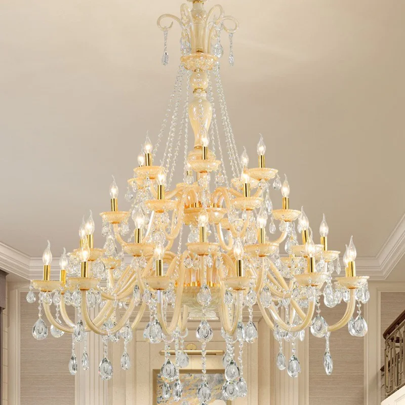 Duplex Building Crystal Chandeliers Villa Living Room Lamp Modern Restaurant Hotel Club Project Staircase Decoration Lights