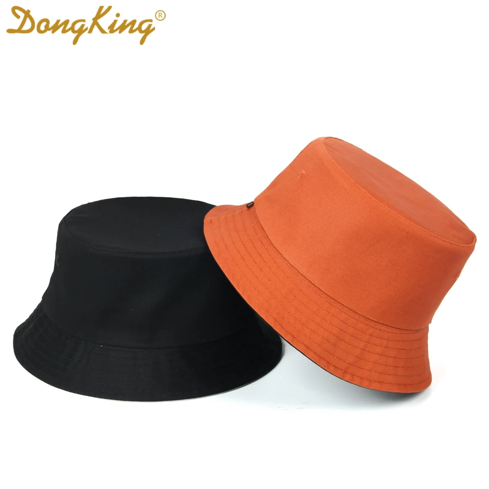 DongKing Big Size Bucket Hat Reversible Double-Sided Sun Hat Windproof String Large Head High Quality Outdoor Pure Color Panama