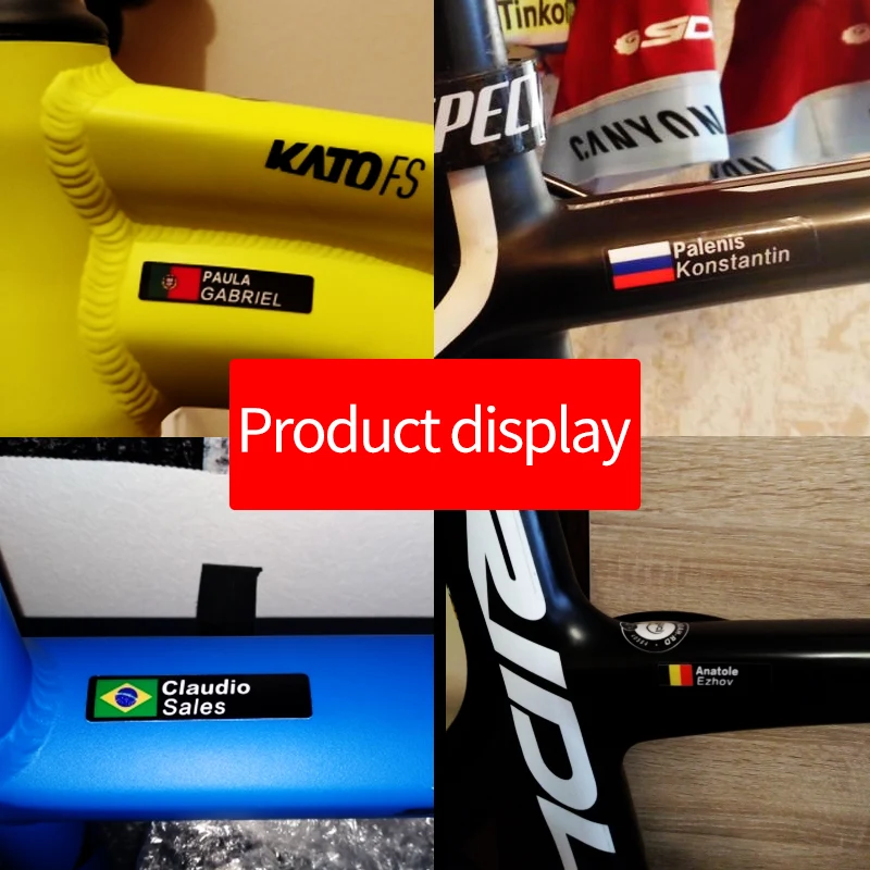 Road Bike Frame Flag Personal Name Custom Rider ID Stickers Mountain Bicycle Flag Name Custom Decals