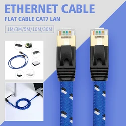 Cat7 kabel Ethernet Lan kabel płaski UTP CAT 7 RJ 45 kabel sieciowy 1m 3m 5m 10m 30m Patch przewód siatka niebieski czarny do laptopa trasa