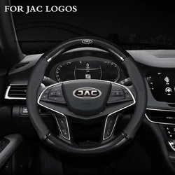 2021 Dedicated Leather Car Steering Wheel Cover Anti-slip For JAC S2 S3 S4 S5 S7 R3 T50 V7 T4 T6 T40 T8 with JAC Logo 2013-2020