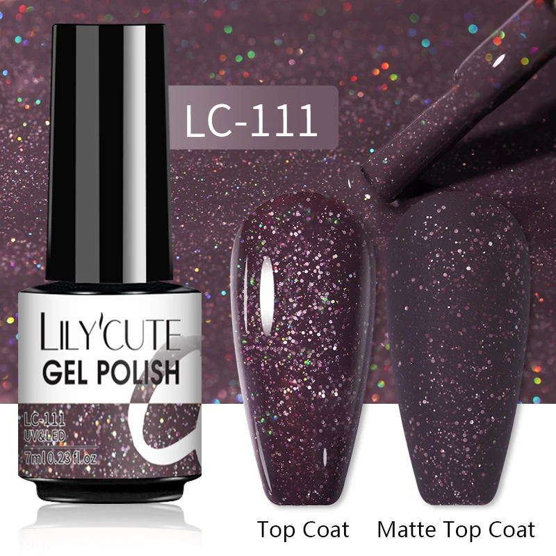 LILYCUTE 7ML smalto Gel per unghie Glitter oro rosa Gel per unghie Semi permanente Nail Art per Manicure Soak Off Gel UV Base Top vernice