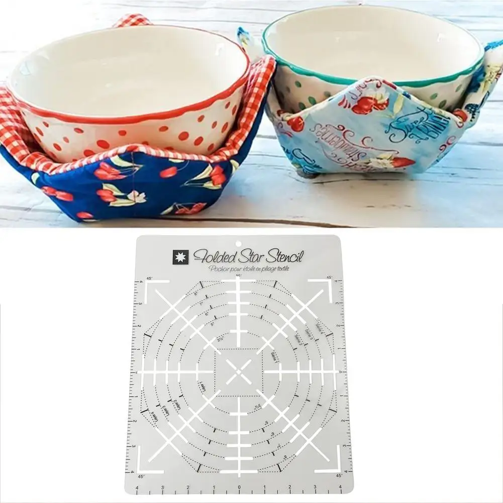 Sewing Ruler Folded Star Guide Template Multipurpose Bowl Sewing Template DIY Craft Stencil For Pillow Quilt Coaster Cushion