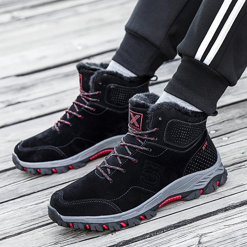 SMS Men Shoes Winter Sneakers Middle-aged Warm Cotton Hiking Shoes Tactical Boots With Fur Outdoor Mountain Hiking Boot Unisex