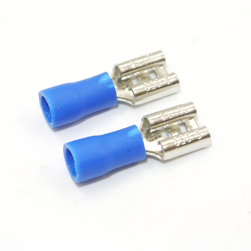 1000 pcs FDD2-250 16-14 AWG 6.3mm Blue Female Insulated Electrical Spade Connector Terminals Wire Crimp