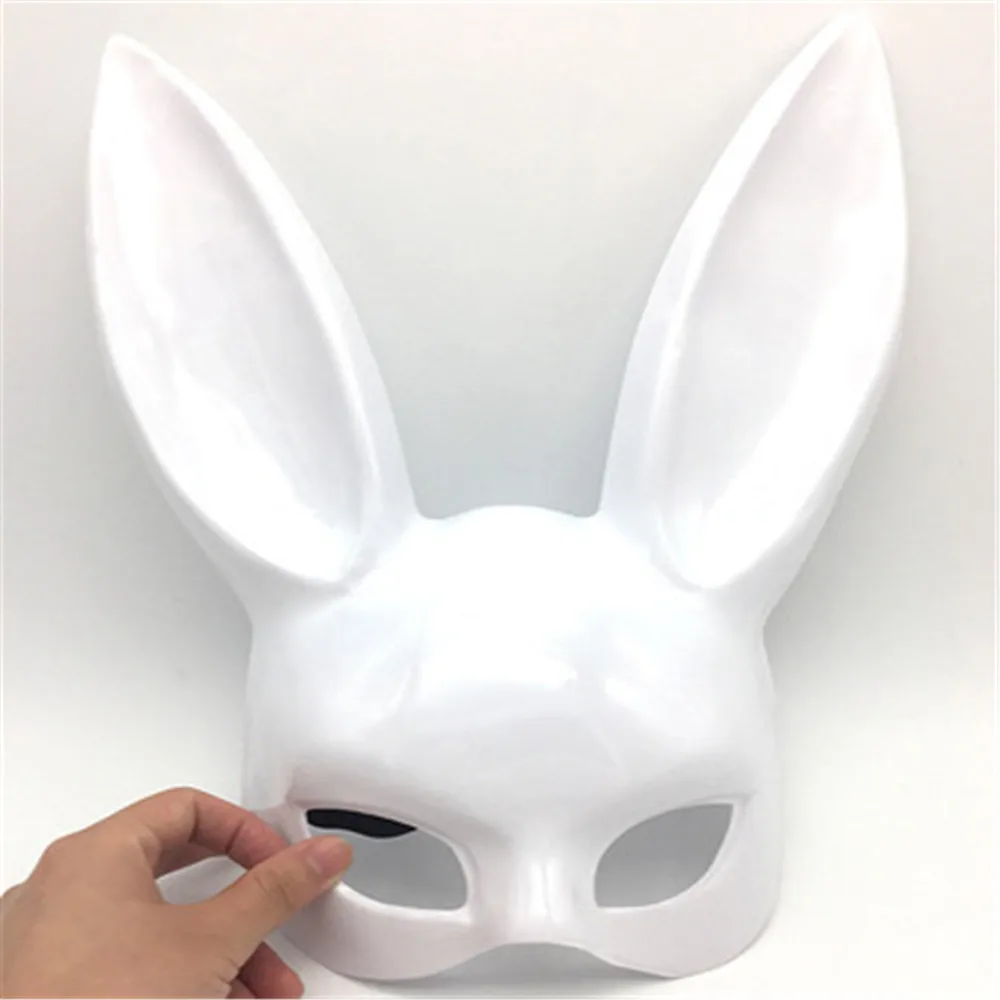 Black Adult Sexy Bunny Mask Women Girl Long Ears Bondage Masks Half Face Cosplay Halloween Props Party Accessories