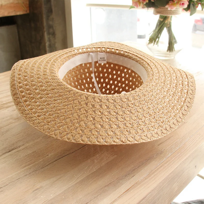 Women Lace Sun Hats For Wide Brim Straw Beach Side Cap Floppy Female Straw Hat Lace Solid Fringe Straw Hat Summer Hat Chapeu