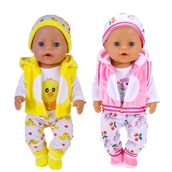 Ropa de muñeca de 17 pulgadas, traje cálido de 43 cm con sombrero y calcetines para muñeca recién nacida, traje de muñeca de moda, suministros personalizados