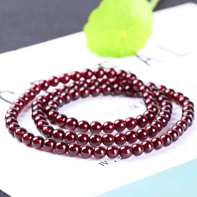 Imagem -02 - Red Garnet Rodada Pulseira de Contas para Homens e Mulheres Senhora Charme Clara Pulseira Voltas mm Aaaaaa Natural