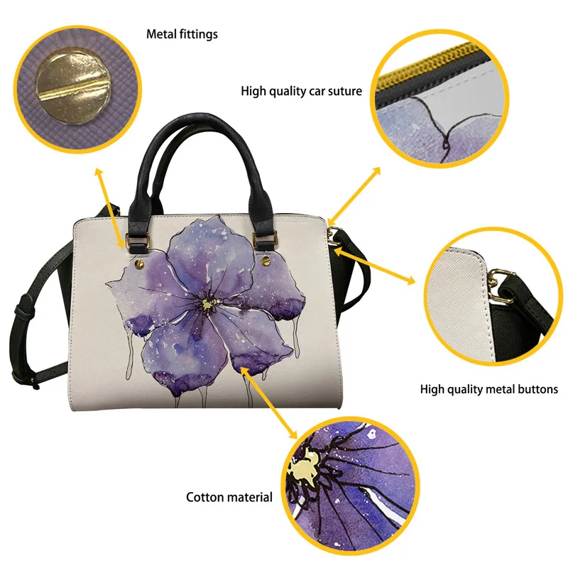 Noisydesigns Golden Luxury Floral Women Shoulder Bag And Pu Totes Purse Sets Leather Casual Messenger Sac Animal Dropshipping