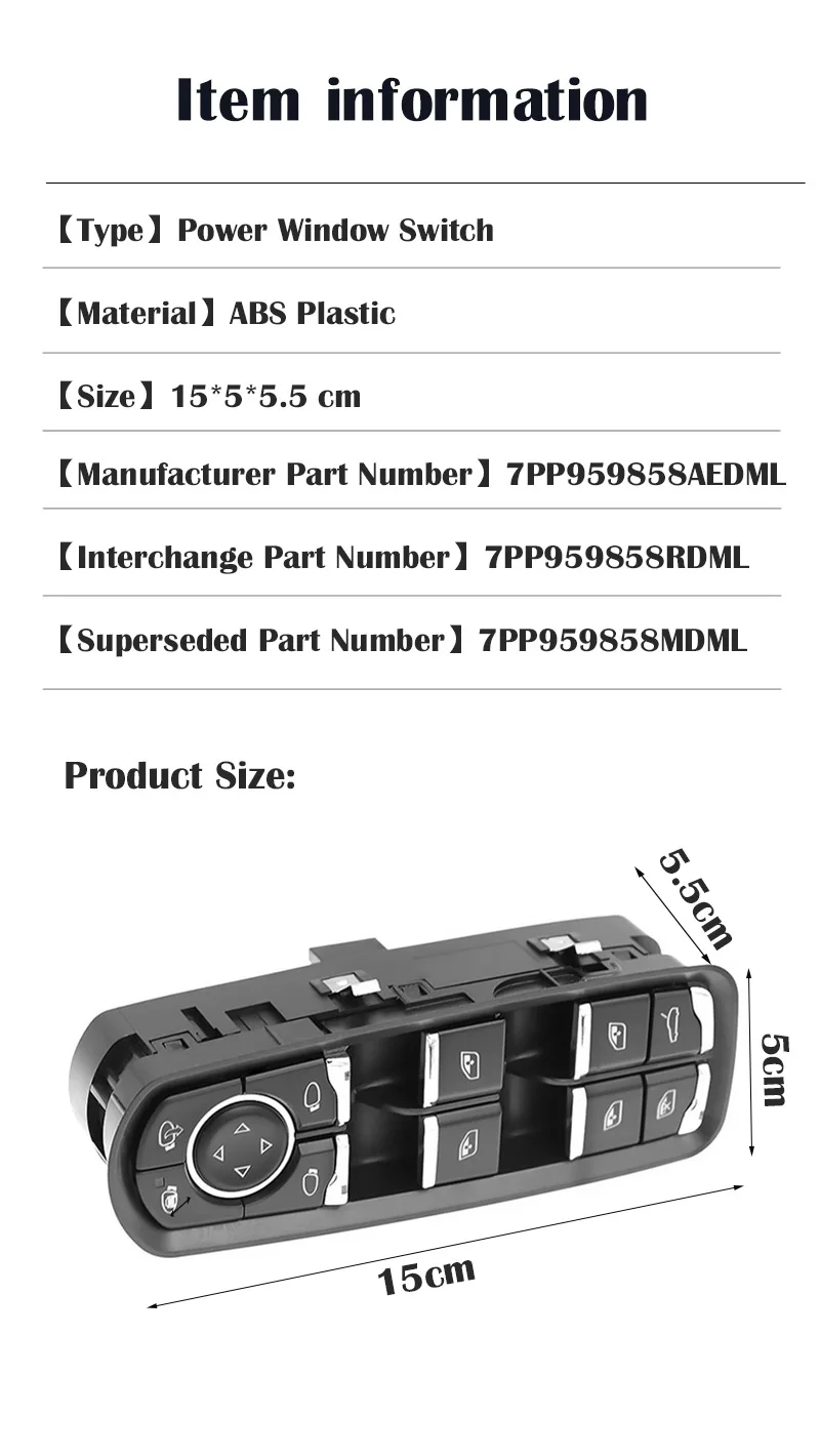 7 pp959858aedml 7 pp959858rdml 7 pp959858mdml Schalter für Fensterheber vorne links für Porsche Cayenne Macan Panamera 2006-2011 – Detail 5