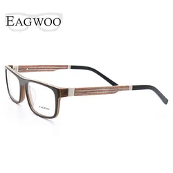 Ebony Wooden Eyeglasses Wood Prescription Optical Frame Man Full Rim Spectacel Fashion Myopia Glasses With Spring Temple