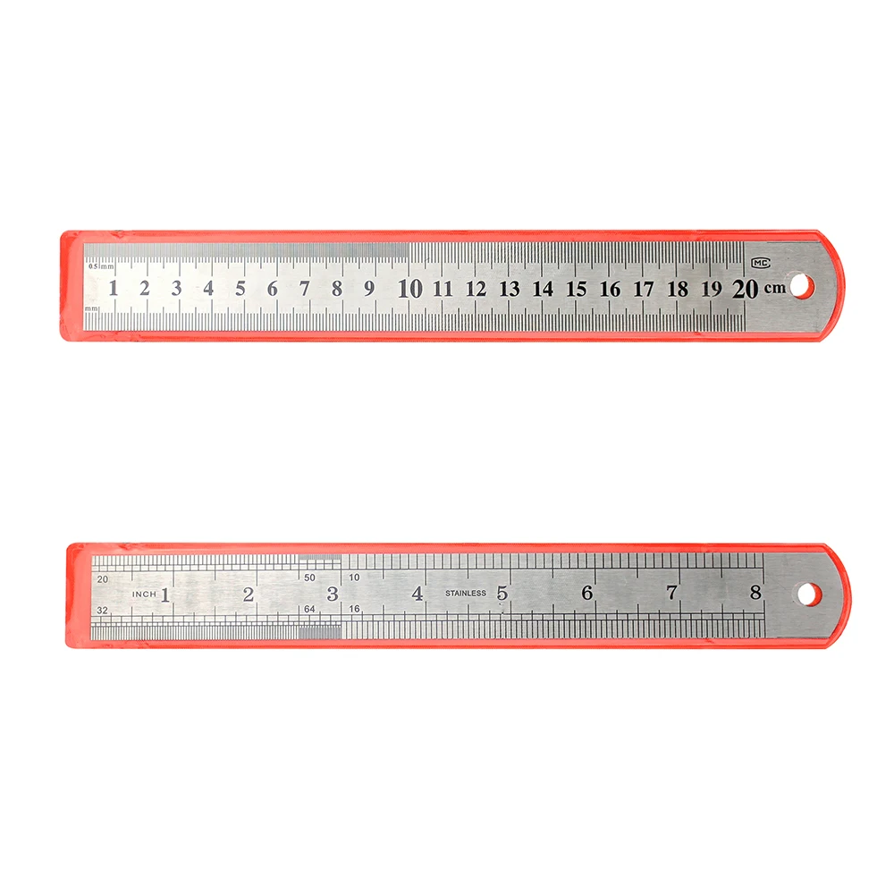 20CM Double Side Scale Metal Steel Straight Ruler Thick Precision Measuring Tool Craft Multifunctional Stationery Supplies MG009