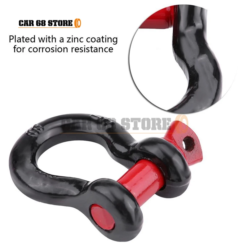 D Ring Shackle 2-Ton Tow Hook Universally Steel Durable Fit for Off-Road Jeep Truck Vehicle Recovery Best Offroad Tool